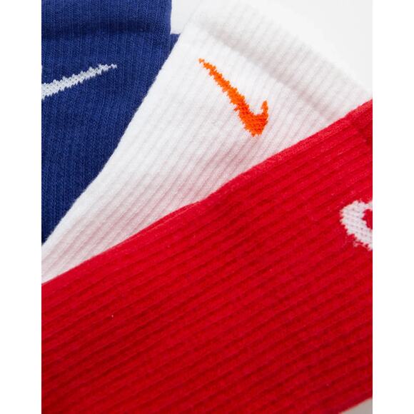 Nike Everyday Plus Dri-FIT Crew Socks 3 Pairs Red White Blue Large Sizes 8-13 - Picture 11 of 11